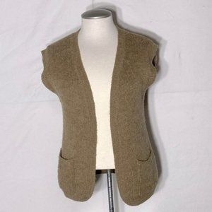 VINTAGE Junior Bazaar Tan Knit Open Front Vest Cardigan S